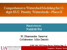Comprehensive Watershed Modeling for 12-digit HUC Priority