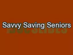 Savvy Saving Seniors