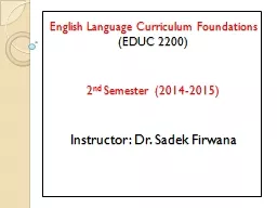 English Language Curriculum Foundations