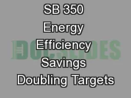 SB 350 Energy Efficiency Savings Doubling Targets