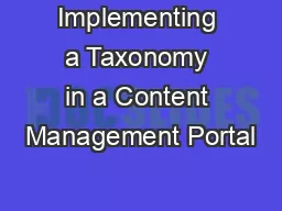 Implementing a Taxonomy in a Content Management Portal