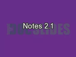 Notes 2.1
