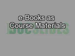 e-Books as Course Materials