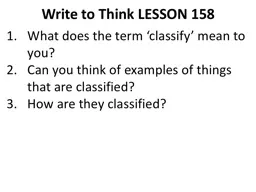 Write to Think LESSON