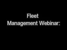 Fleet Management Webinar: