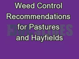 Weed Control Recommendations for Pastures and Hayfields