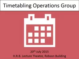 Timetabling Operations Group