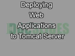 Deploying Web Applications to Tomcat Server