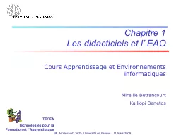 M. Betrancourt, Tecfa, Université de Genève - 11 Mars 200