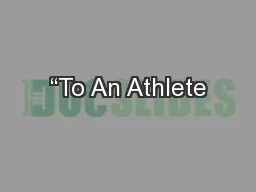 “To An Athlete