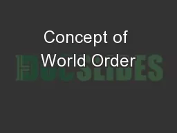 Concept of World Order