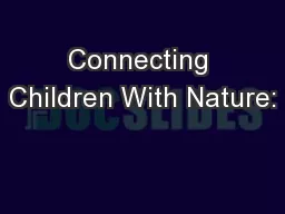Connecting Children With Nature: