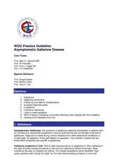 WGO Practice Guideline Asymptomatic Gallstone Disease