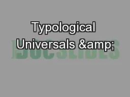 Typological Universals &