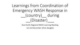 Learnings from Emergency WASH Response implementation