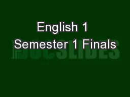 English 1 Semester 1 Finals