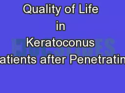 Quality of Life in Keratoconus Patients after Penetrating