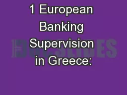 1 European Banking Supervision in Greece: