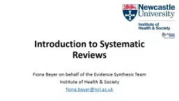 Introduction to Systematic Reviews