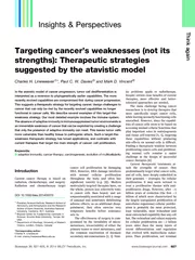 Insights  Perspectives Targeting cancers weaknesses no