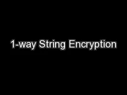 1-way String Encryption