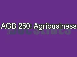 AGB 260: Agribusiness
