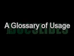 A Glossary of Usage
