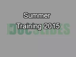 Summer Training 2015