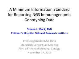 A Minimum Information Standard for Reporting NGS Immunogeno