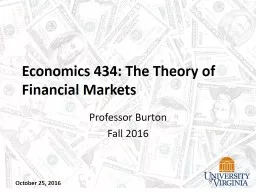 Economics 434: The Theory of Financial Markets