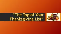 “The Top of Your Thanksgiving List”