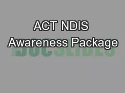 ACT NDIS Awareness Package