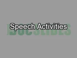 Speech Activities