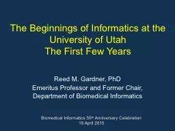The Beginnings of Informatics at the University of Utah