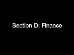 Section D: Finance