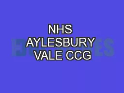 NHS AYLESBURY VALE CCG