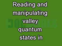 Reading and manipulating valley quantum states in