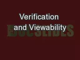 Verification and Viewability