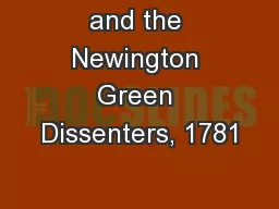 and the Newington Green Dissenters, 1781