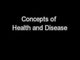 Concepts of Health and Disease