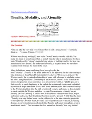 Tonality Modality and Atonality copyright   by Larry J