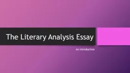 The Literary Analysis Essay