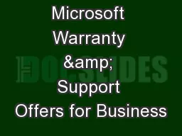 Microsoft Warranty & Support Offers for Business