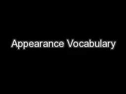 Appearance Vocabulary