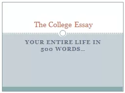 Your Entire life in 500 words…