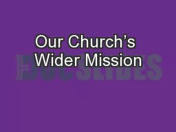 Our Church’s Wider Mission