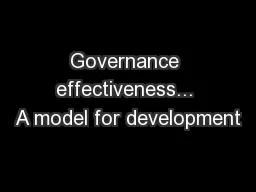 Governance effectiveness... A model for development