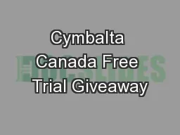 Cymbalta Canada Free Trial Giveaway