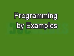 Programming by Examples
