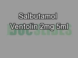 Salbutamol Ventolin 2mg 5ml